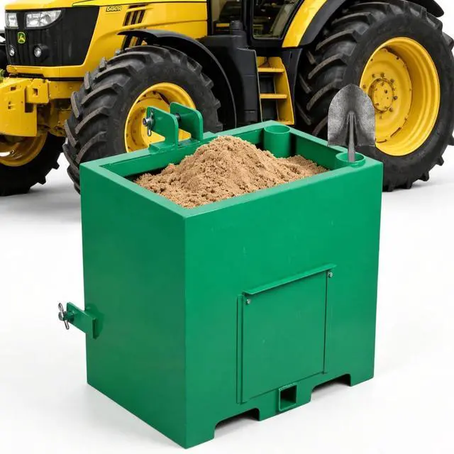 Main image of Patikuin Tractor Ballast Box with 800 Lbs Load Capacity, Category 1 Three Point Hitch, 5 Cu.ft Heavy Duty Steel Rear Counterweight with 2" Receiver, Green