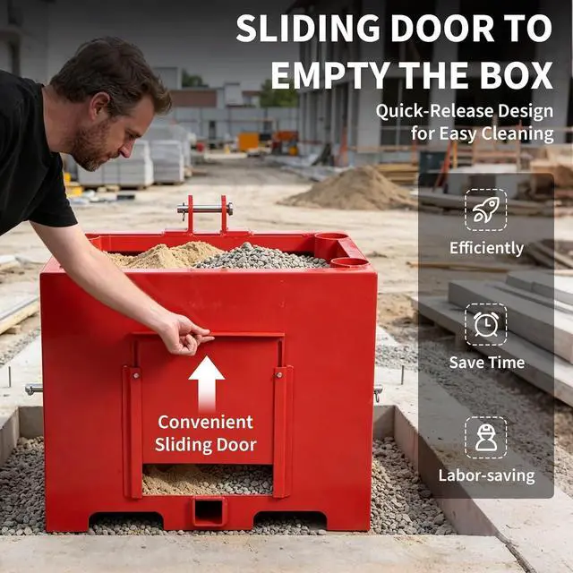 Alt view image 5 of 7 - Patikuin Tractor Ballast Box with 800 Lbs Load Capacity, Category 1 Three Point Hitch, 5 Cu.ft Heavy Duty Steel Rear Counterweight with 2" Receiver, Red