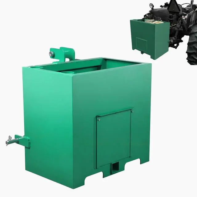 Main image of Patikuin Heavy-Duty 3 Point Ballast Box for Category 1 Tractors, 800 Lbs Capacity, 5 Cu.ft Steel Loader Attachment with Sliding Door, Green