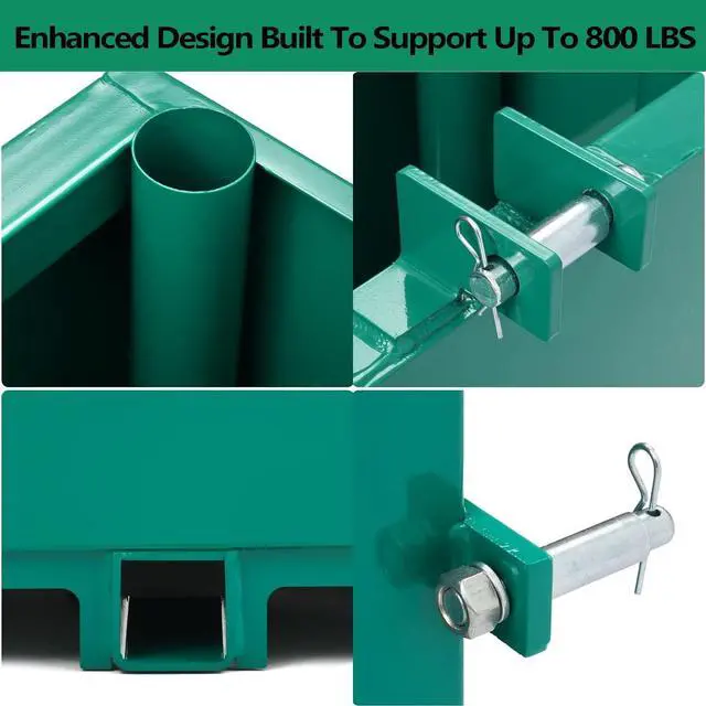 Alt view image 4 of 7 - Patikuin Heavy-Duty 3 Point Ballast Box for Category 1 Tractors, 800 Lbs Capacity, 5 Cu.ft Steel Loader Attachment with Sliding Door, Green