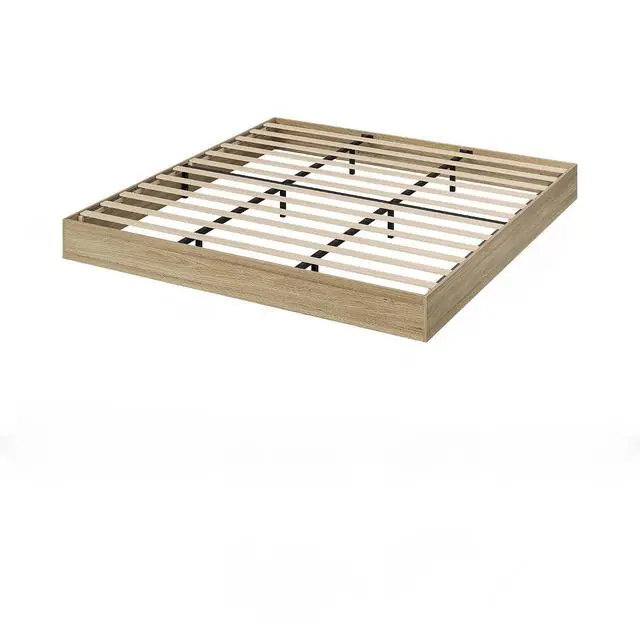 Alt view image 7 of 7 - Patikuin Queen Size Wood Platform Bed Frame, Low Profile Floor Bed Frame with Wooden Slat Support, Minimalist Flat Bed Box Foundation, Noise-Free & Easy Assembly