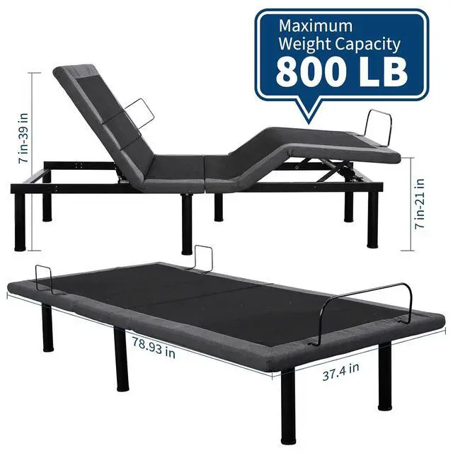 Alt view image 2 of 7 - Patikuin Adjustable Bed Frame with Massage & Electric Head/Foot Lift, Wireless Remote, USB Ports, LED Night Light, Adjustable Legs, Twin XL