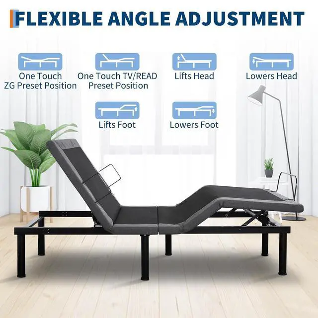 Alt view image 3 of 7 - Patikuin Adjustable Bed Frame with Massage & Electric Head/Foot Lift, Wireless Remote, USB Ports, LED Night Light, Adjustable Legs, Twin XL