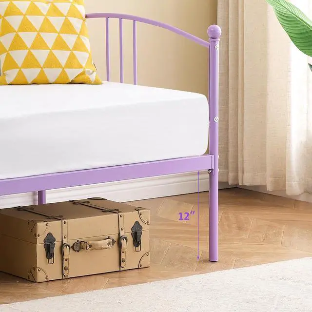 Alt view image 4 of 7 - Patikuin Twin Daybed with Trundle, Metal Day Bed Frame Twin Size with Pullout Trundle on Wheels, Space-Saving Sofa Bed for Living Room, Bedroom, Guest Room, No Box Spring Needed