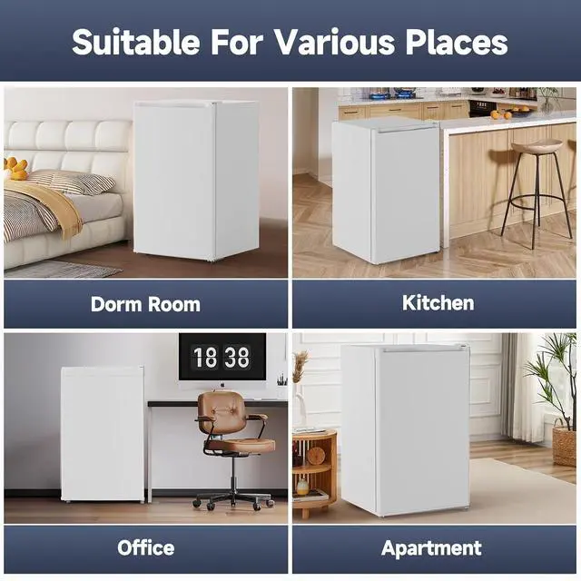 Alt view image 7 of 7 - Patikuin 4.3 Cu.Ft Mini Fridge with Freezer, Single Door Refrigerator with Adjustable Thermostat, Mini Compact Fridge for Bedroom, Office, Dorm, RV