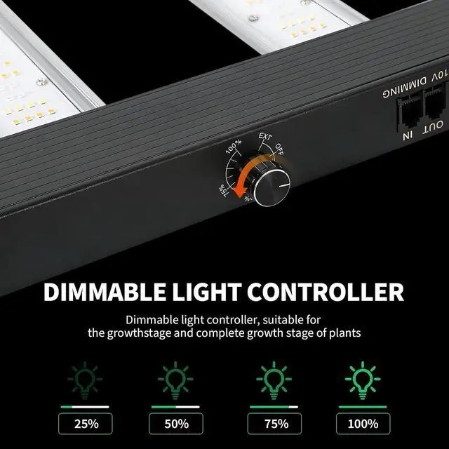 Alt view image 3 of 7 - Patikuin 600W 8-Bar LED Grow Light, Dimmable Full Spectrum, Foldable Design for 4x4 ft Coverage, 120V Commercial Plant Light