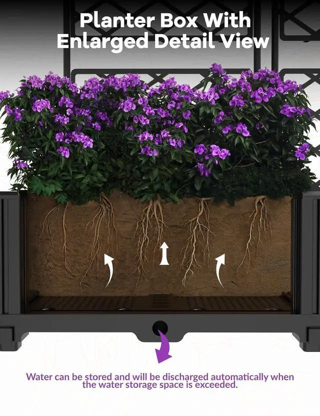 Alt view image 3 of 7 - Patikuin 3-Section Sturdy Weather-Resistant Raised Garden Bed with Metal Trellis, Vertical Modular Planter Box & Privacy Screen for Climbing Plants, Vegetables, Flowers