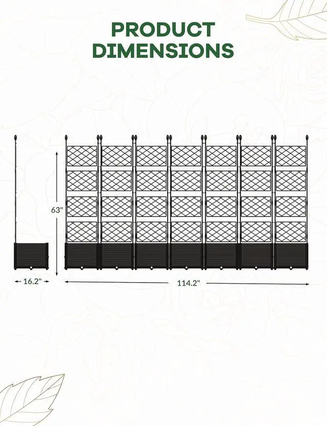 Alt view image 2 of 7 - Patikuin 7-Section Sturdy Weather-Resistant Raised Garden Bed with Metal Trellis, Vertical Modular Planter Box & Privacy Screen for Climbing Plants, Vegetables, Flowers