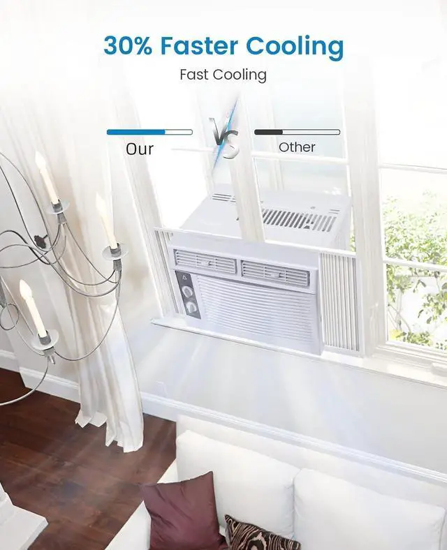 Alt view image 3 of 7 - Window Air Conditioner 5000 BTU, Window AC Unit Cools Up to 250 Square Feet, Cool and Fan Functions with Remote Control, 3 Cooling Speeds, Installation Kit,Quiet Operation, for Small Room, White