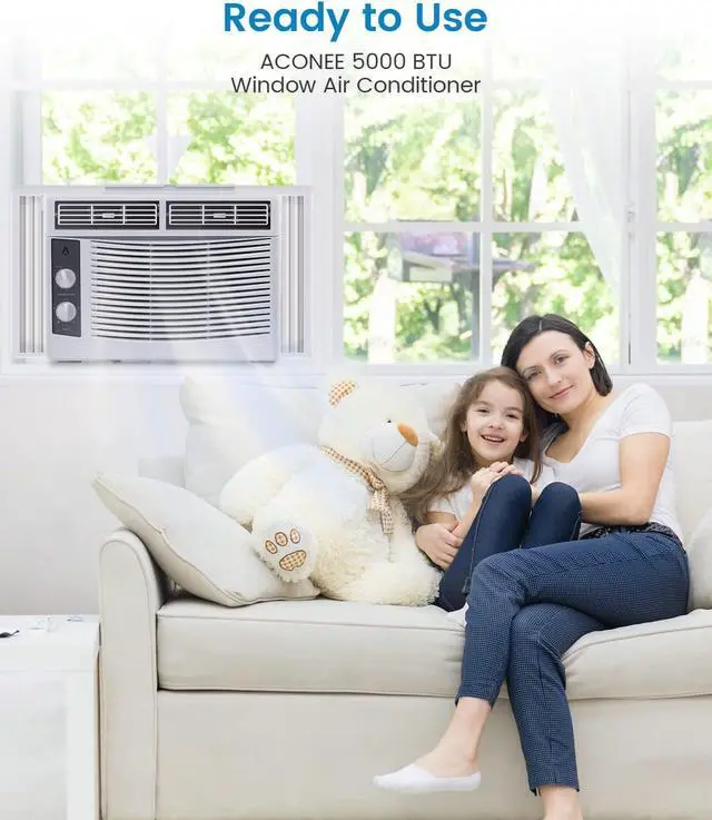 Alt view image 6 of 7 - Window Air Conditioner 5000 BTU, Window AC Unit Cools Up to 250 Square Feet, Cool and Fan Functions with Remote Control, 3 Cooling Speeds, Installation Kit,Quiet Operation, for Small Room, White