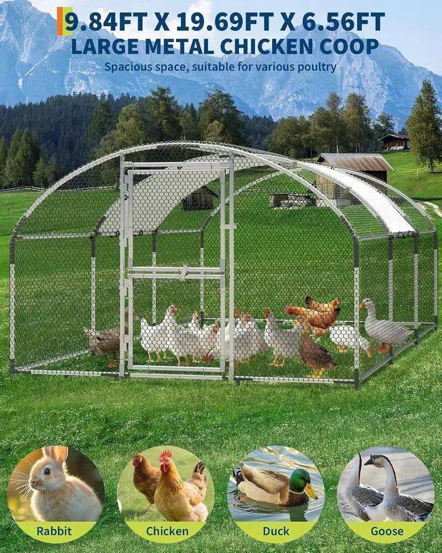 Alt view image 2 of 7 - Patikuin Upgraded Walk-in Chicken Coop, Large Metal Chicken Run with Galvanized Frame, Waterproof UV-Resistant Cover & Secure Door, Outdoor Poultry Cage for Chickens, Ducks, Rabbits