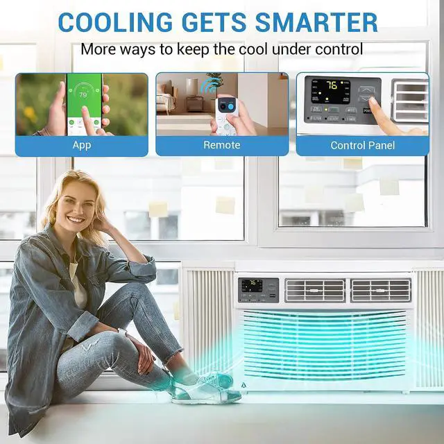 Alt view image 7 of 7 - Window Air Conditioner, 3-in-1 Cooling Dehumidifier Fan, Timer Sleep ECO Mode, Installation Kit