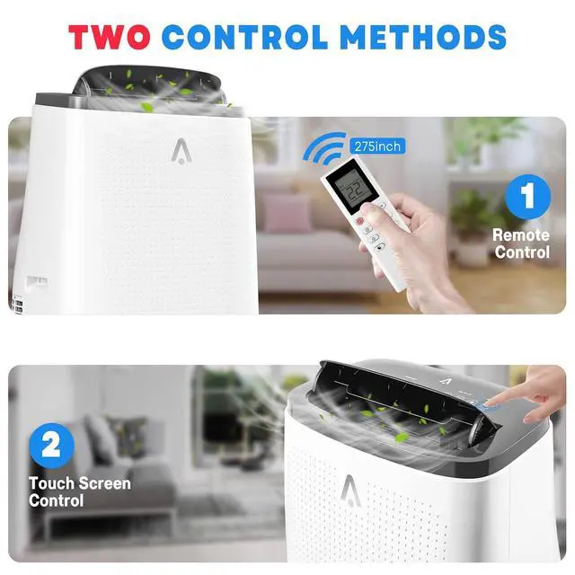 Alt view image 6 of 7 - 14000 BTU Portable Air Conditioners for Room Cooling Up to 750 Sq. Ft, 3 In 1 Mobile Indoor AC Units with Dehumidifier & Fan, Remote Control, Sleep Mode, 24H Timer, Window Vent Kit (White+Gray)