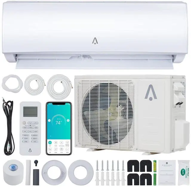 Main image of 9,000 Btus Mini Split AC, 20 SEER2 Wall Mounted AC with Heat Pump & Installation Kits, Ductless Inverter Split-System Air Conditioners Cools Up to 450 Sq.Ft, WIFI and Remote Control, 230V