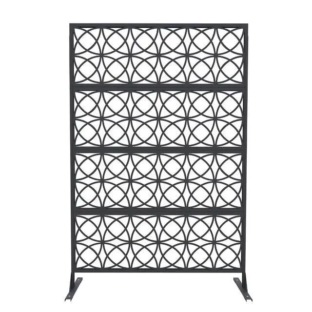 Alt view image 2 of 7 - Patikuin Rustproof Metal Privacy Screen Panel 46 x 71 in Freestanding Outdoor & Indoor Decorative Divider, Weather-Resistant, Modern Design, Black, 01 Copper Coin