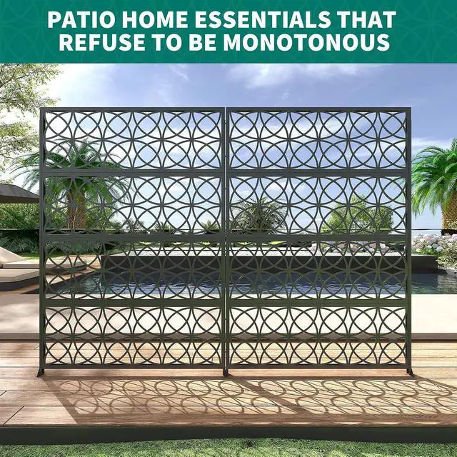 Alt view image 5 of 7 - Patikuin Rustproof Metal Privacy Screen Panel 46 x 71 in Freestanding Outdoor & Indoor Decorative Divider, Weather-Resistant, Modern Design, Black, 01 Copper Coin