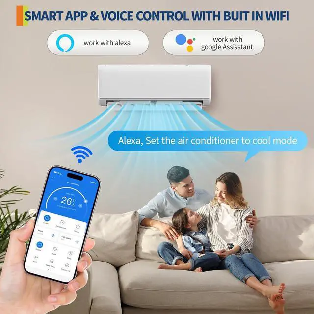 Alt view image 3 of 7 - Split Air Conditioner, SEER2 22, 12000BTU, 115V, 2.0 Wifi