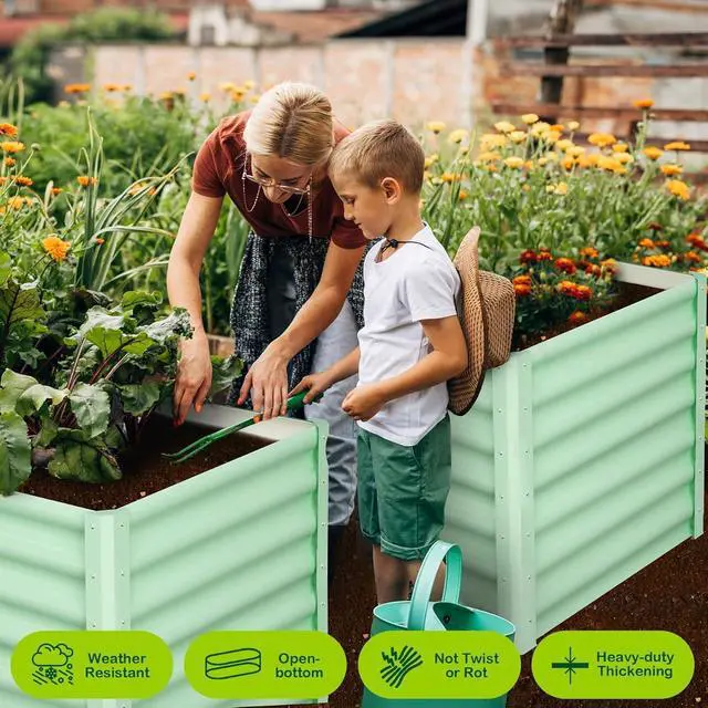 Alt view image 2 of 7 - Patikuin Durable Galvanized Steel Raised Garden Bed Kit, Large 8x4x2FT Outdoor Planter Box with Open Base for Vegetables, Flowers & Herbs