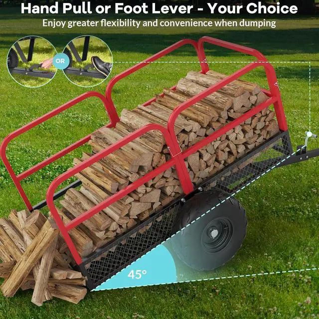 Alt view image 2 of 7 - Patikuin 1700 Lbs Heavy Duty Steel Utility Dump Trailer, 17 Cu.ft Tow-Behind Wagon with Removable Sides & 16" Tires for ATV, Tractor, UTV