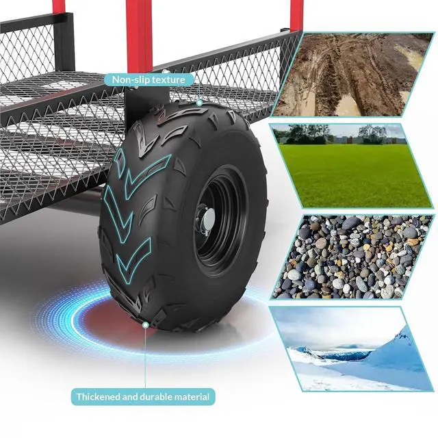 Alt view image 5 of 7 - Patikuin 1700 Lbs Heavy Duty Steel Utility Dump Trailer, 17 Cu.ft Tow-Behind Wagon with Removable Sides & 16" Tires for ATV, Tractor, UTV