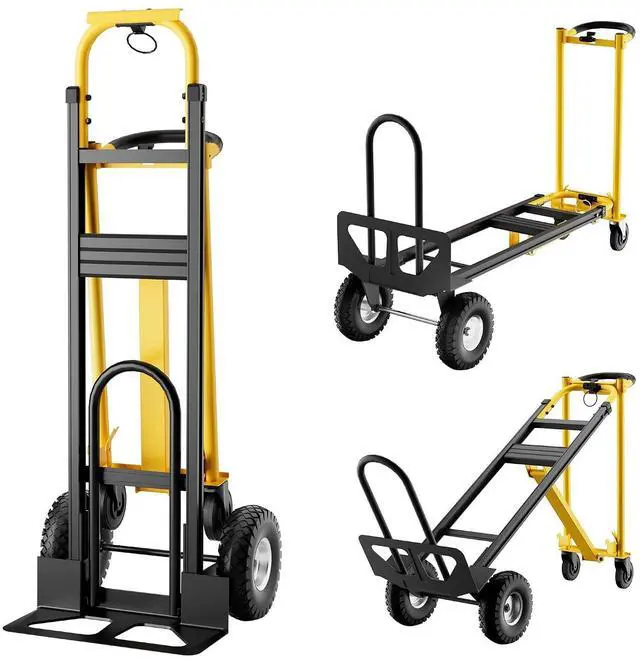 Main image of Patikuin 3-in-1 Folding Hand Truck & Dolly Cart, 800LB Capacity Heavy Duty Convertible Dolly with Wheels & 2 Elastic Straps, Carbon Steel Moving Truck for Furniture, Household, Warehouse