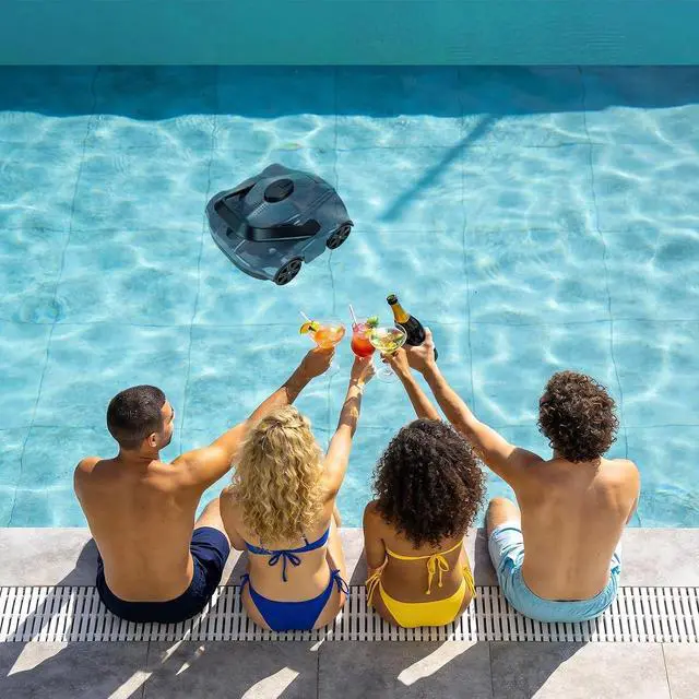 Alt view image 3 of 7 - Battery-Operated Robotic Pool Suction Cleaner 130-Min Runtime, Self-Parking, Efficient Filtration, Lightweight Portable Design, Auto Pool Cleaner for Above Ground Pools up to 860 Sq.Ft Gray