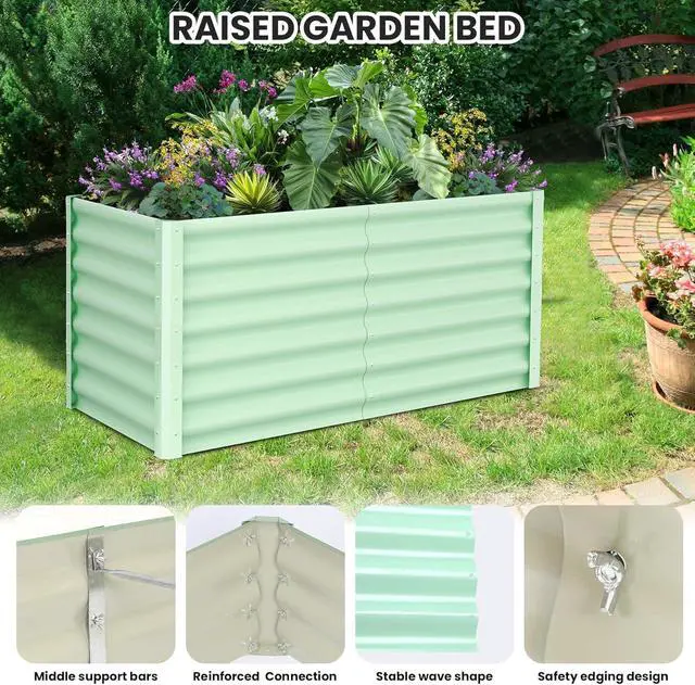 Alt view image 6 of 7 - Patikuin Durable Galvanized Steel Raised Garden Bed Kit, Large 8x4x2FT Outdoor Planter Box with Open Base for Vegetables, Flowers & Herbs