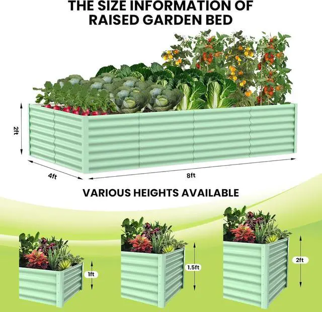 Alt view image 7 of 7 - Patikuin Durable Galvanized Steel Raised Garden Bed Kit, Large 8x4x2FT Outdoor Planter Box with Open Base for Vegetables, Flowers & Herbs