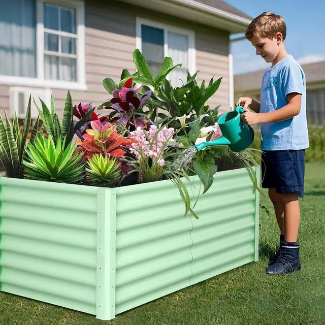 Alt view image 5 of 7 - Patikuin Durable Galvanized Steel Raised Garden Bed Kit, Large 8x4x2FT Outdoor Planter Box with Open Base for Vegetables, Flowers & Herbs