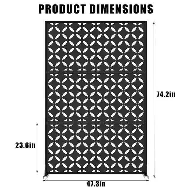 Alt view image 2 of 7 - Patikuin Metal Privacy Screen with Stand, Decorative Outdoor Room Divider Panels, Freestanding Patio Partition for Deck, Balcony, Garden, Indoor & Outdoor Use, Square Money