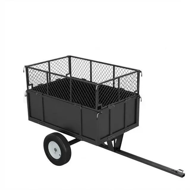Alt view image 2 of 7 - patikuin Heavy Duty Utility Dump Cart 750 lbs Capacity, 17 Cu.Ft Steel Trailer, Collapsible Mesh Sides, Pneumatic Tires, Tow-Behind Wagon for Lawn Tractor, ATV, UTV Versatile for Yard, Lawn &