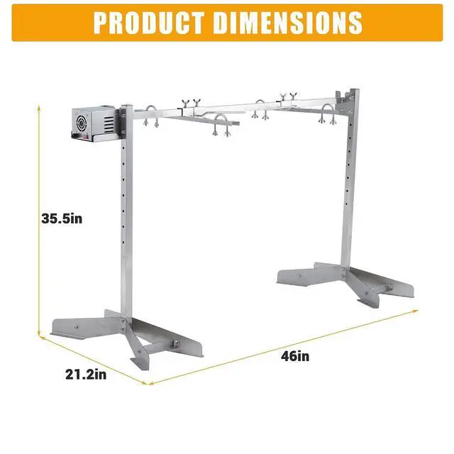 Alt view image 2 of 7 - Patikuin Heavy-Duty Stainless Steel Rotisserie Charcoal Grill, 132LB Capacity, Dual 50W Motors, 8-Level Adjustable Spit for Whole Pig Lamb Chicken, Outdoor BBQ & Large Events