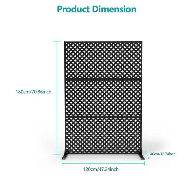 Alt view image 6 of 7 - Patikuin Metal Privacy Screen Outdoor, Freestanding Galvanized Steel Panel | 70"x47", galvanized steel, rustproof, freestanding with stable base, laser-cut pattern, 3 panels, for patio/balcony/garden