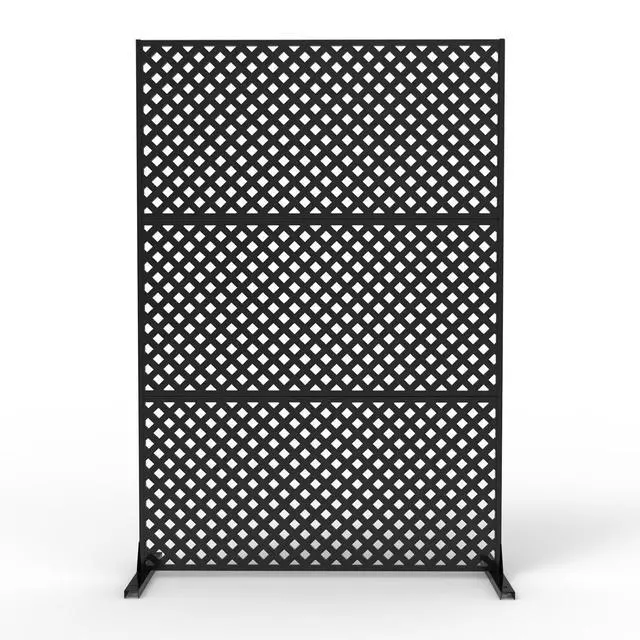 Alt view image 7 of 7 - Patikuin Metal Privacy Screen Outdoor, Freestanding Galvanized Steel Panel | 70"x47", galvanized steel, rustproof, freestanding with stable base, laser-cut pattern, 3 panels, for patio/balcony/garden