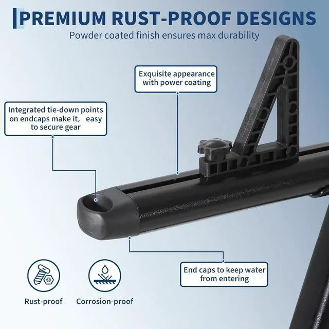 Alt view image 4 of 7 - Heavy Duty Adjustable Aluminum Truck Ladder Rack for Pickup Bed 1000 lbs Capacity, 35-71 Inch, Global No-Drill Fit, 8 J-Bolts, Iron Legs Fits Ford, Chevrolet, Toyota, RAM, Kayaks, Ladders,