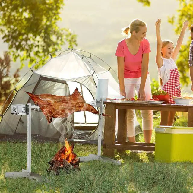 Alt view image 7 of 7 - Patikuin Heavy-Duty Stainless Steel Rotisserie Charcoal Grill, 132LB Capacity, Dual 50W Motors, 8-Level Adjustable Spit for Whole Pig Lamb Chicken, Outdoor BBQ & Large Events