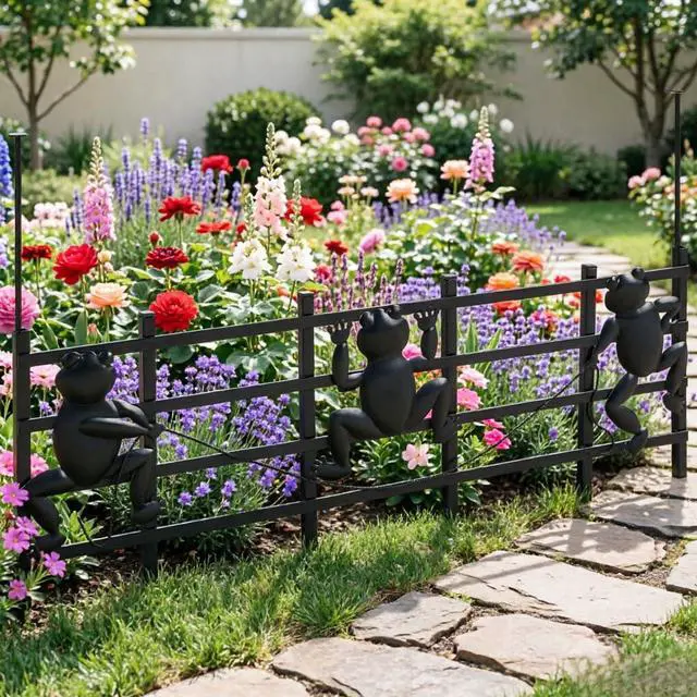 Main image of Patikuin Frog Design Metal Garden Fence Panels, 15 Pack Rustproof Animal Barrier, No-Dig Decorative Landscape Edge for Patio, Yard, Flower Beds