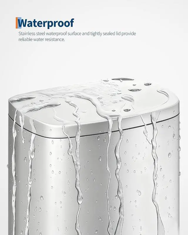 Alt view image 4 of 7 - Patikuin 13 gal & 2.6 gal Metal Trash Can Combo Set, Stainless Steel Step-on Garbage Can with Soft-Close Lid, Removable Inner Bucket, Slim Design for Kitchen & Bathroom, Silver