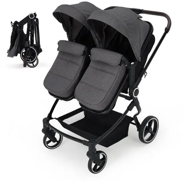 Main image of Double Stroller for Newborn and Toddler, Tandem Strollers with Lightweight Compact Fold, Adjustable Cancline & Canopy, Parent Cup Holders, for Twins Infant Toddler Kids Travel