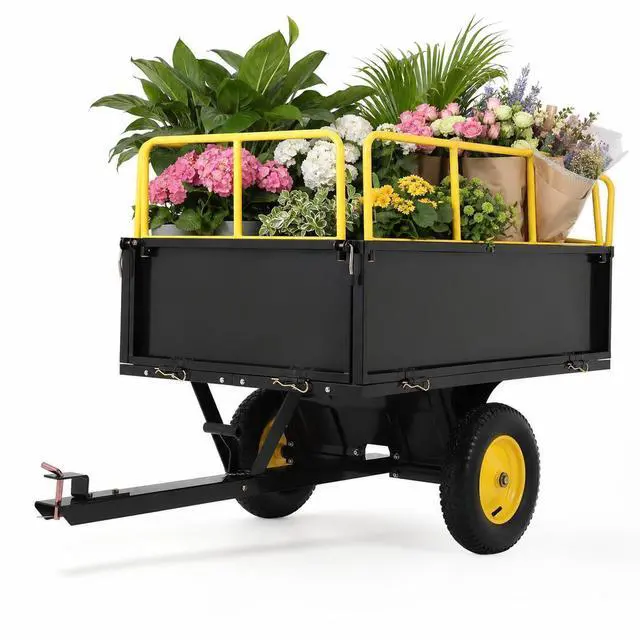 Main image of Patikuin Heavy Duty 750 Lbs 17 Cu.Ft Steel Dump Cart Trailer, Utility Garden Yard Wagon for ATV, UTV, Tractor with Removable Sides, All-Terrain Tires
