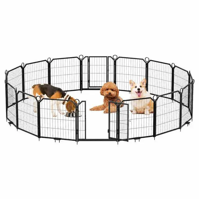 Main image of Patikuin Heavy Duty Anti-Rust Metal Dog Playpen, 16 Panel Exercise Fence with Gate, Collapsible Portable Pet Pen for Indoor/Outdoor, 24" Heights
