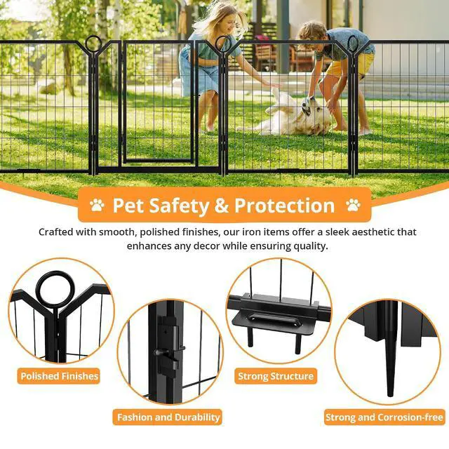 Alt view image 3 of 7 - Patikuin Heavy Duty Anti-Rust Metal Dog Playpen, 16 Panel Exercise Fence with Gate, Collapsible Portable Pet Pen for Indoor/Outdoor, 24" Heights