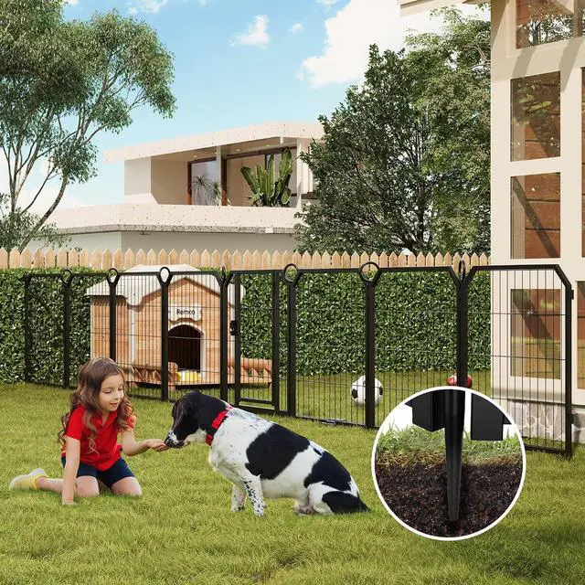Alt view image 4 of 7 - Patikuin Heavy Duty Anti-Rust Metal Dog Playpen, 16 Panel Exercise Fence with Gate, Collapsible Portable Pet Pen for Indoor/Outdoor, 24" Heights