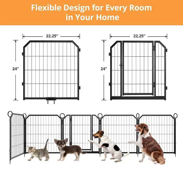 Alt view image 7 of 7 - Patikuin Heavy Duty Anti-Rust Metal Dog Playpen, 16 Panel Exercise Fence with Gate, Collapsible Portable Pet Pen for Indoor/Outdoor, 24" Heights