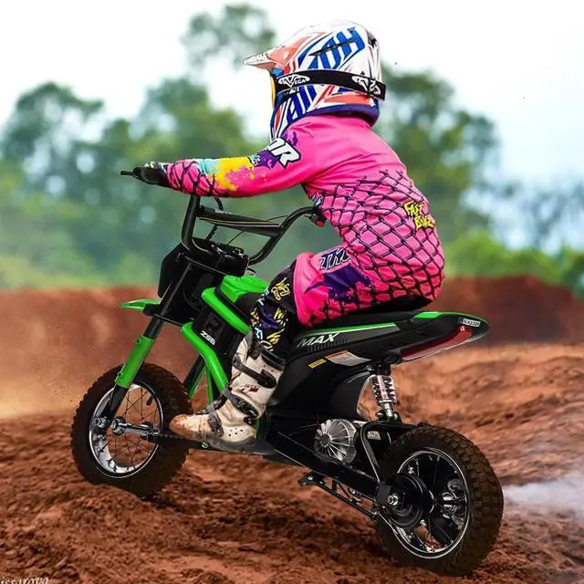 Alt view image 7 of 7 - Patikuin 24V 350W Kids Electric Dirt Bike 3-Speed Modes Up to 14.29MPH, Full Suspension, ASTM-Certified Off-Road Motorcycle for Boys & Girls