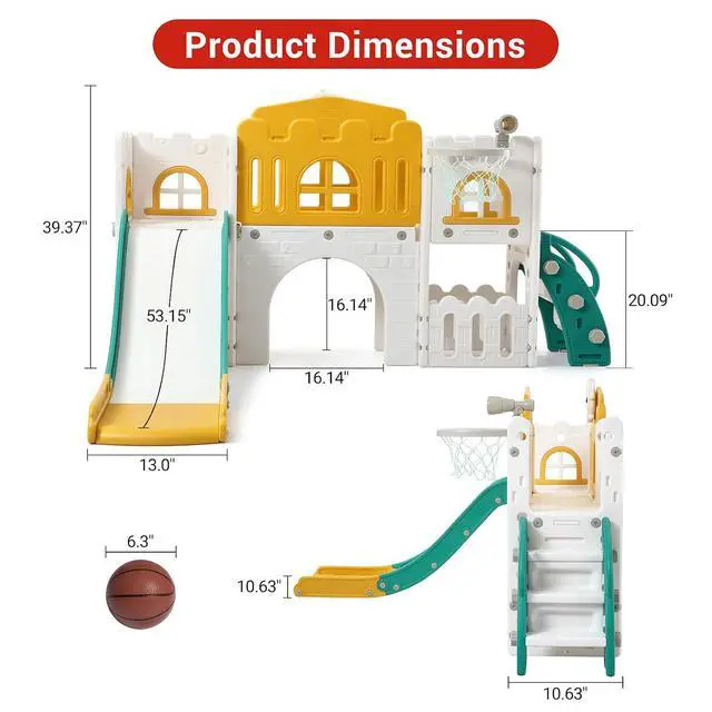 Alt view image 7 of 7 - 8 in 1 Toddler Slide Set with Basketball Hoop - Indoor & Outdoor Playground Set for Kids - Toddler Climbing PlaySet for Indoor