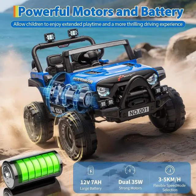 Alt view image 3 of 7 - 12V Kids Electric Vehicle Ride on Car with 2.4G Parent Remote, Safety Locking Doors, 3-Point Harness, LED Lights, Bluetooth & Spring Suspension-Electric Toy Car for Toddlers 3-5 Years, Blue