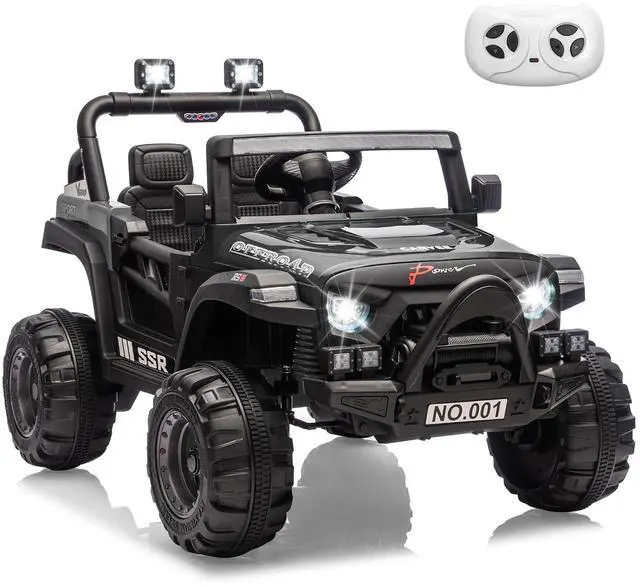 Main image of 12V Kids Electric Vehicle Ride on Car with 2.4G Parent Remote, Safety Locking Doors, 3-Point Harness, LED Lights, Bluetooth & Spring Suspension-Electric Toy Car for Toddlers 3-5 Years, Black