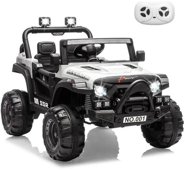 Main image of 12V Kids Electric Vehicle Ride on Car with 2.4G Parent Remote, Safety Locking Doors, 3-Point Harness, LED Lights, Bluetooth & Spring Suspension-Electric Toy Car for Toddlers 3-5 Years, White