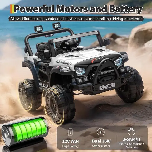 Alt view image 3 of 7 - 12V Kids Electric Vehicle Ride on Car with 2.4G Parent Remote, Safety Locking Doors, 3-Point Harness, LED Lights, Bluetooth & Spring Suspension-Electric Toy Car for Toddlers 3-5 Years, White